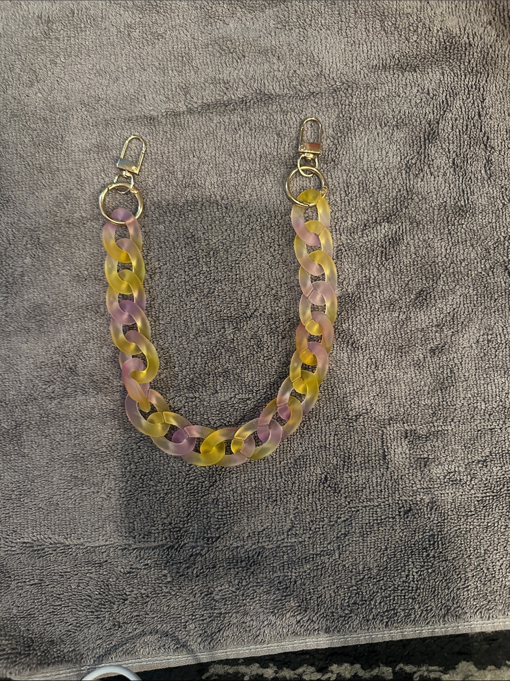 Gold-Accent Pink & Yellow Acrylic Chain Strap